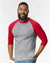 3900 Heavy Cotton™ Raglan Three-Quarter Sleeve T-Shirt