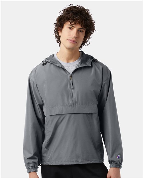 7378 Hooded Packable Quarter-Zip Jacket